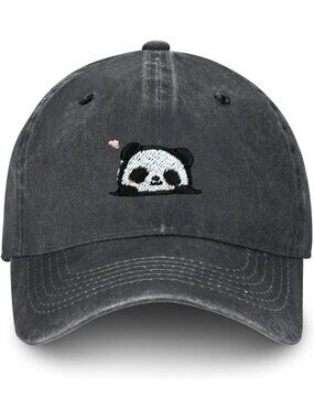 Unisax Cute Cartoon Polyester Embroidered Adjustable Washed Denim Baseball Hats